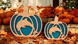 3D Wood Dolohin Fall Pumpkins | Laser Cut Layered 6” & 4” | 1/4” Thick | Beach - Themed Fall Decor | Housewarming Gift | Beach Home Decor - Moonshineandglitter