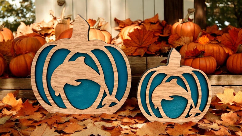 3D Wood Dolohin Fall Pumpkins | Laser Cut Layered 6” & 4” | 1/4” Thick | Beach - Themed Fall Decor | Housewarming Gift | Beach Home Decor - Moonshineandglitter