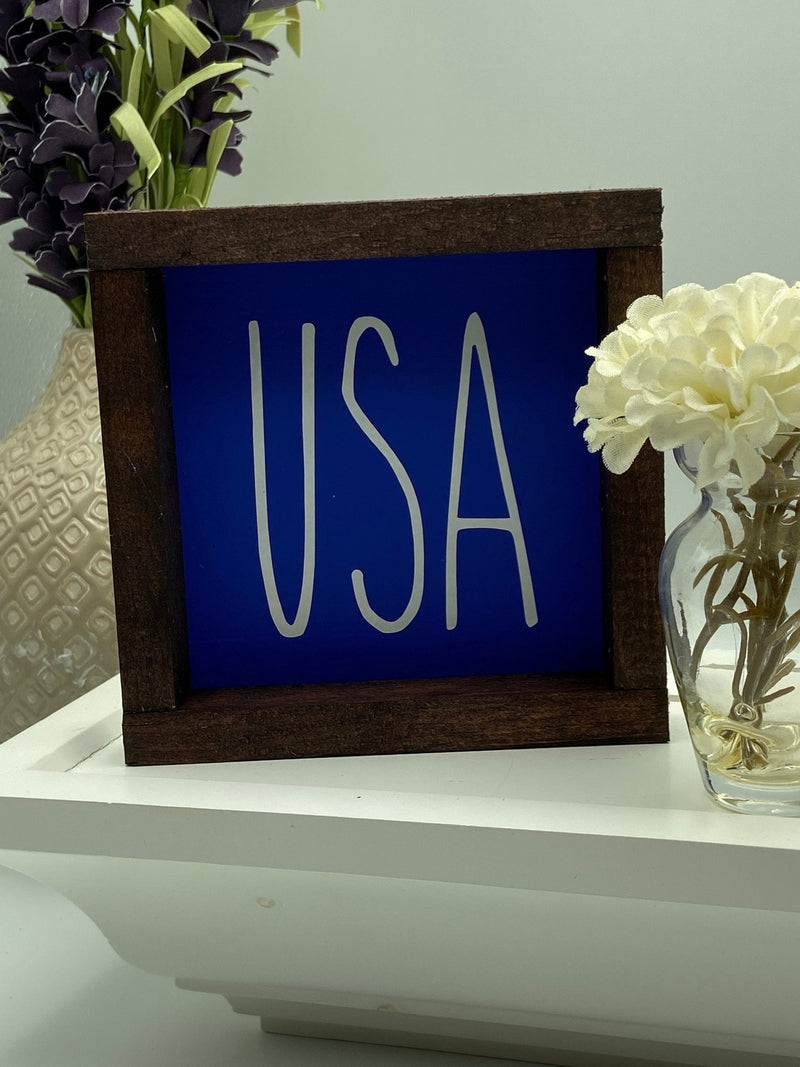 America USA July 4th tiered tray mini wood sign - Moonshineandglitter