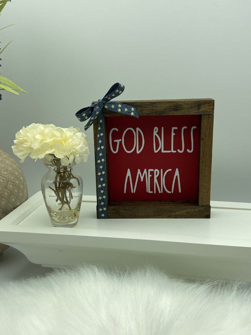 America USA July 4th tiered tray mini wood sign - Moonshineandglitter