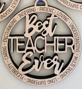 Best teacher ever Christmas ornament wood laser cut engraved - Moonshineandglitter