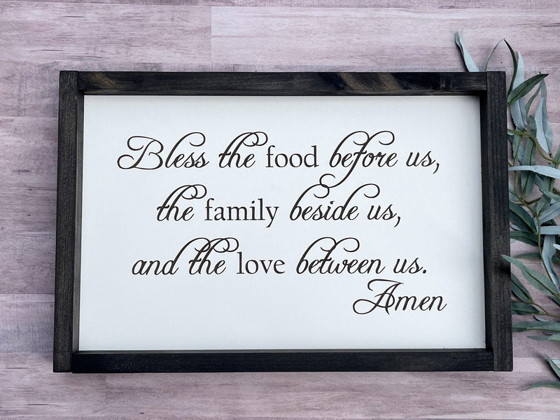 Bless the food before us Kitchen laser engraved Farmhouse wood sign 12x18" coffee stain Boho housewarming New home Newlyweds gift home - Moonshineandglitter