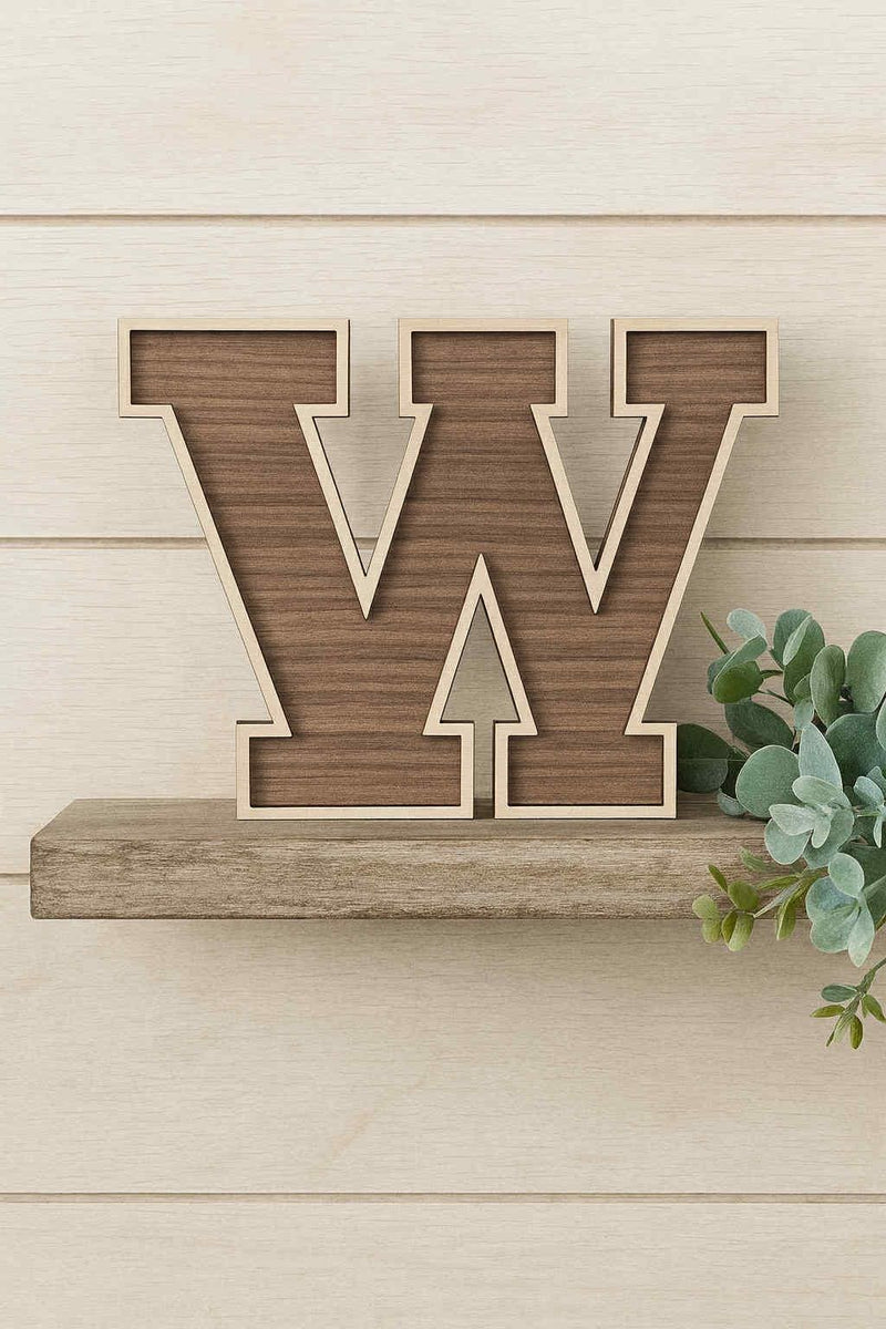 Custom 2 - Layer Wooden Letter – Personalized Wall Art or Shelf Display | Multiple Sizes & Wood Combos - Moonshineandglitter