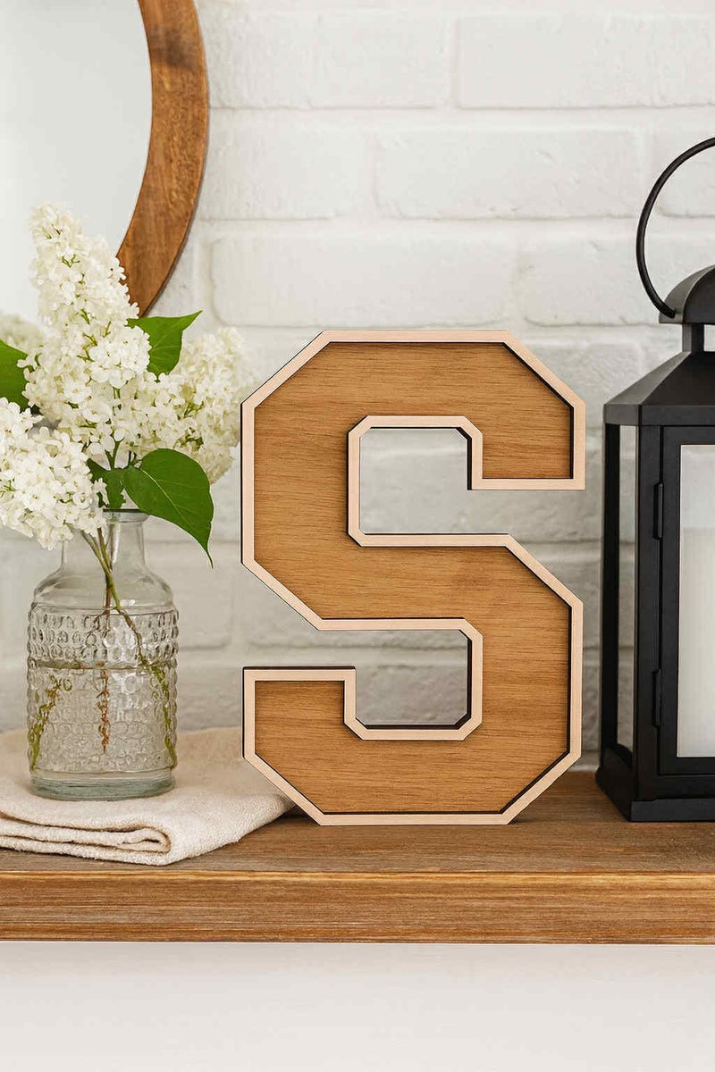 Custom 2 - Layer Wooden Letter – Personalized Wall Art or Shelf Display | Multiple Sizes & Wood Combos - Moonshineandglitter