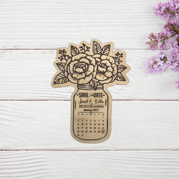 Customized Save the Date wood laser engraved magnet Wedding Favor Party handmade minimalist boho Engagement Marriage - Moonshineandglitter