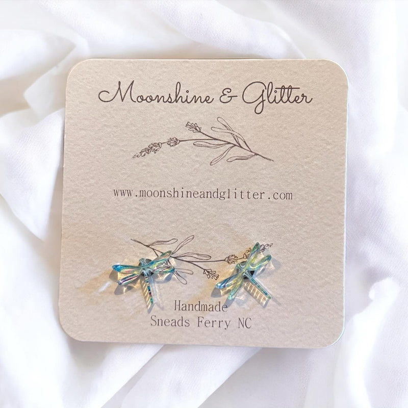 Dragonfly Stud Earrings gift hypoallergenic sensitive ears - Moonshineandglitter