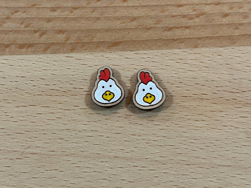 Farm animal stud earrings cow pig sheep duck chicken horse Hand painted quality hypoallergenic gift for her cow lover farmer - Moonshineandglitter