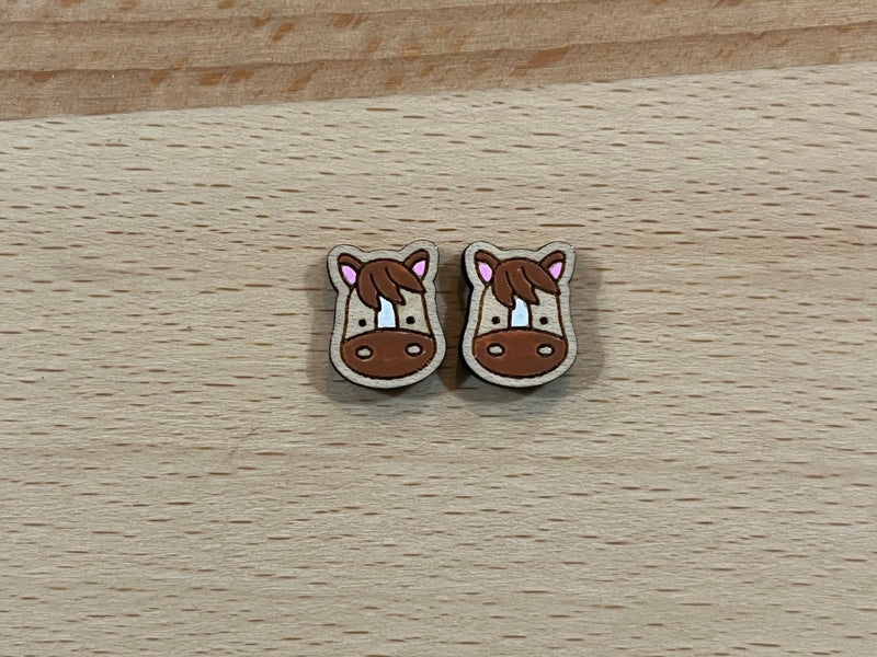 Farm animal stud earrings cow pig sheep duck chicken horse Hand painted quality hypoallergenic gift for her cow lover farmer - Moonshineandglitter