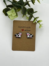 Farm animal stud earrings cow pig sheep Hand painted quality hypoallergenic gift for her cow lover farmer - Moonshineandglitter