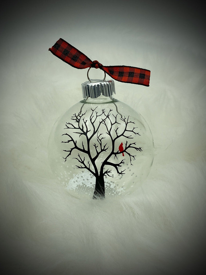 Glass cardinal tree memorial ornament in memory of Christmas cardinal loss Christmas ornament - Moonshineandglitter