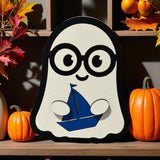 Halloween Ghost Beach Theme – Stand Alone 4" Ghost Decor – Coastal Halloween Shelf Sitter – Beachy Spooky Cute Fall Decoration - Moonshineandglitter