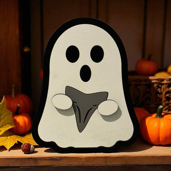 Halloween Ghost Beach Theme – Stand Alone 4" Ghost Decor – Coastal Halloween Shelf Sitter – Beachy Spooky Cute Fall Decoration - Moonshineandglitter