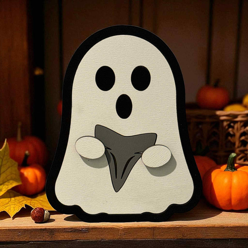 Halloween Ghost Beach Theme – Stand Alone 4" Ghost Decor – Coastal Halloween Shelf Sitter – Beachy Spooky Cute Fall Decoration - Moonshineandglitter
