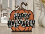 Happy Halloween Layered Wood Sign | 3D Pumpkin Sign | Laser Cut Halloween Decor | Spooky Fall Shelf Sitter | Haunted House Decoration - Moonshineandglitter