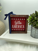 America USA July 4th tiered tray mini wood sign
