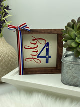America USA July 4th tiered tray mini wood sign