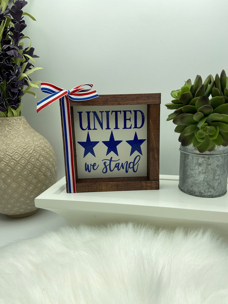 America USA July 4th tiered tray mini wood sign