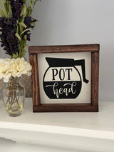Mini wood sign tiered tray Pot head coffee pot mini wood sign