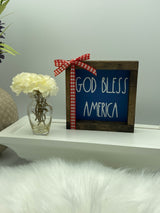 America USA July 4th tiered tray mini wood sign