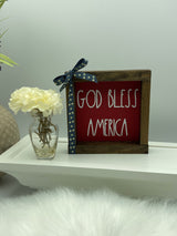 America USA July 4th tiered tray mini wood sign