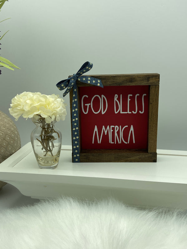 America USA July 4th tiered tray mini wood sign