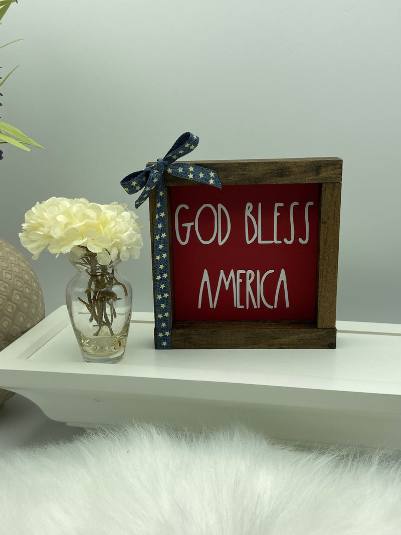 America USA July 4th tiered tray mini wood sign