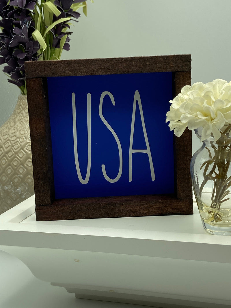 America USA July 4th tiered tray mini wood sign