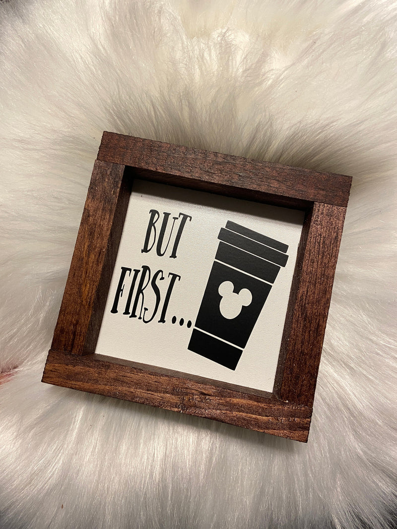 Disney mini wood sign Mickey Princess coffee