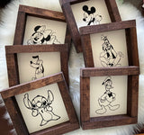 Disney mini wood sign Stitch Donald Mickey Goofy Pluto Minnie