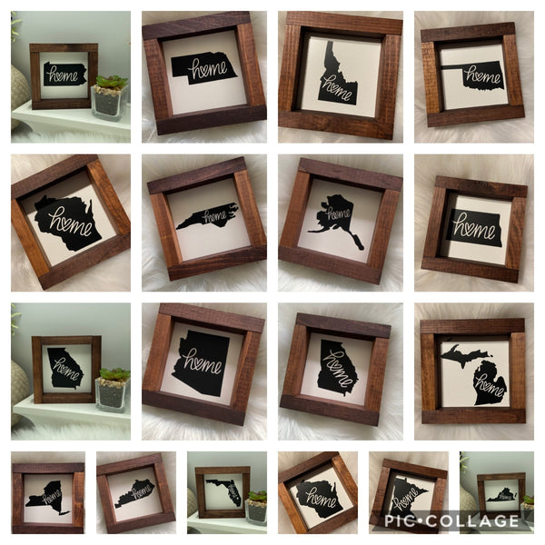 Miniature state home wood sign
