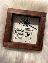 Disney mini wood sign Mickey Princess coffee