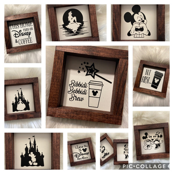 Disney mini wood sign Mickey Princess coffee