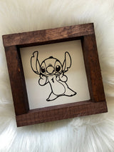 Disney mini wood sign Stitch Donald Mickey Goofy Pluto Minnie