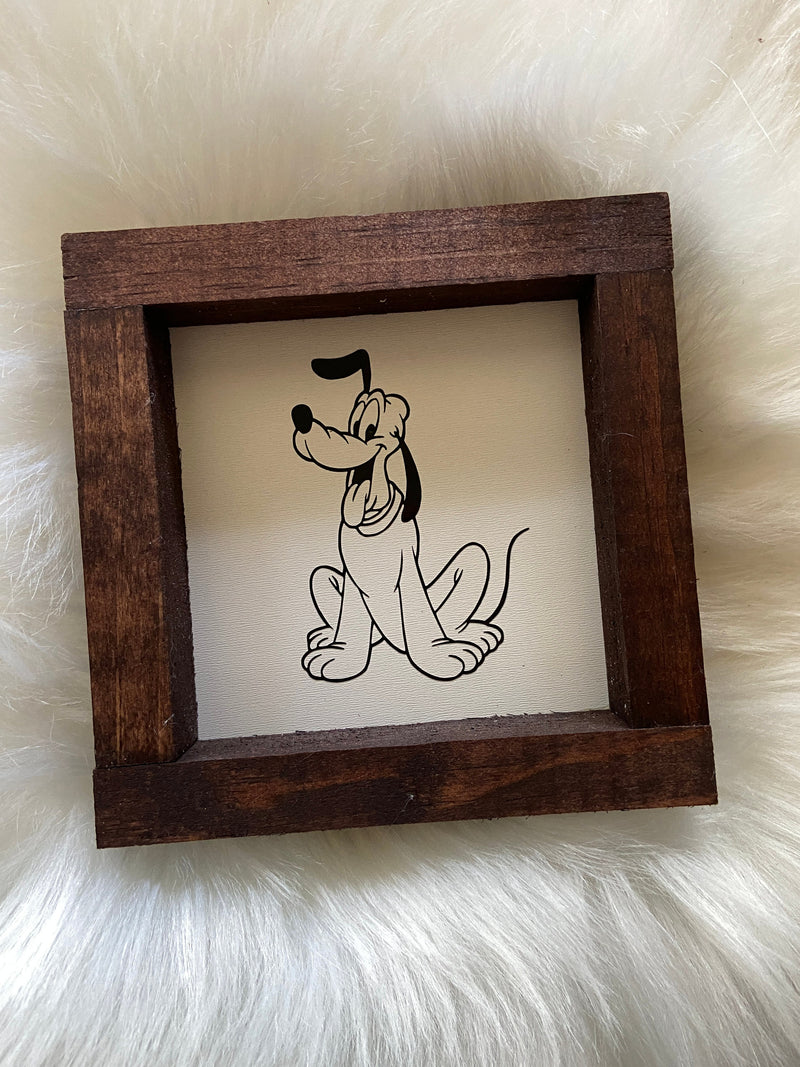 Disney mini wood sign Stitch Donald Mickey Goofy Pluto Minnie