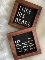Tiered tray mini wood sign sets beard butt love