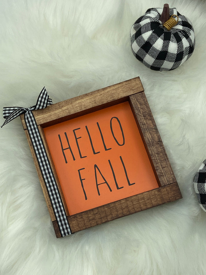 Halloween & Fall Mini Wood Signs | 5x5" Tiered Tray Decor | Hocus Pocus | Pumpkin Spice | Boo | Rustic Autumn Shelf Sitters