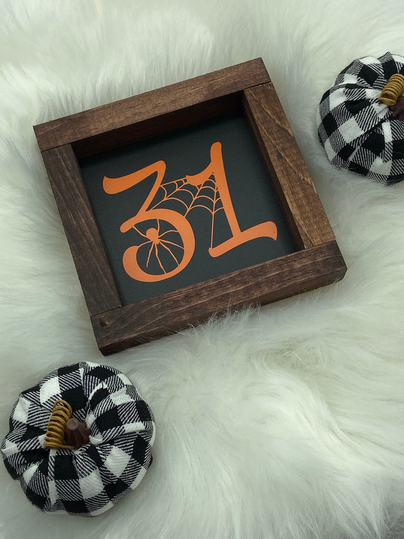 Halloween & Fall Mini Wood Signs | 5x5" Tiered Tray Decor | Hocus Pocus | Pumpkin Spice | Boo | Rustic Autumn Shelf Sitters