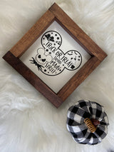 5x5" Halloween Disney Wood Signs | Layered 3D Spooky Decor | Tabletop Shelf Sitters | Mini Wooden Sign Set | Witchy Halloween