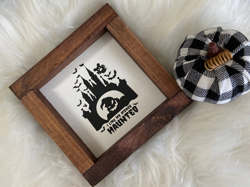 5x5" Halloween Disney Wood Signs | Layered 3D Spooky Decor | Tabletop Shelf Sitters | Mini Wooden Sign Set | Witchy Halloween