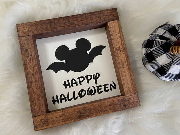 5x5" Halloween Disney Wood Signs | Layered 3D Spooky Decor | Tabletop Shelf Sitters | Mini Wooden Sign Set | Witchy Halloween