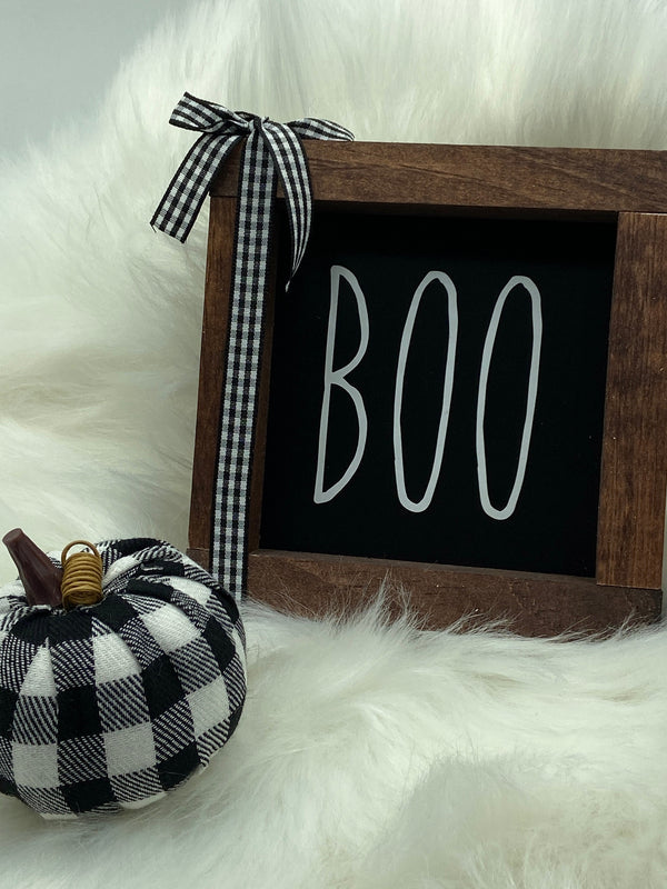 Halloween & Fall Mini Wood Signs | 5x5" Tiered Tray Decor | Hocus Pocus | Pumpkin Spice | Boo | Rustic Autumn Shelf Sitters