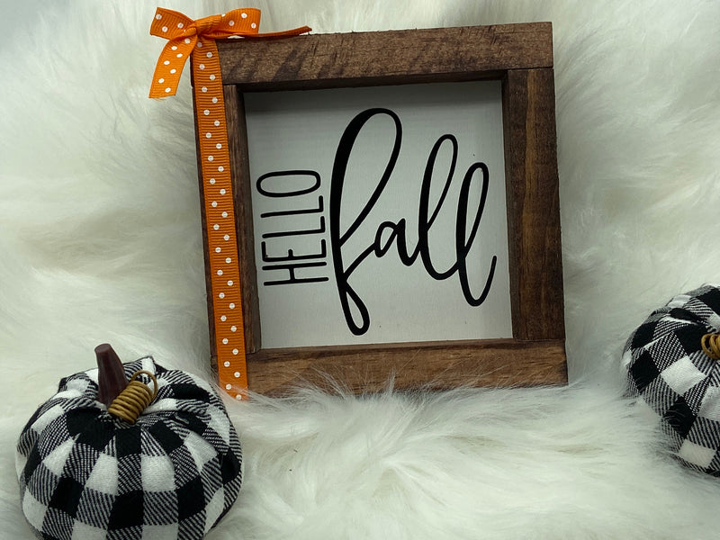 Halloween & Fall Mini Wood Signs | 5x5" Tiered Tray Decor | Hocus Pocus | Pumpkin Spice | Boo | Rustic Autumn Shelf Sitters