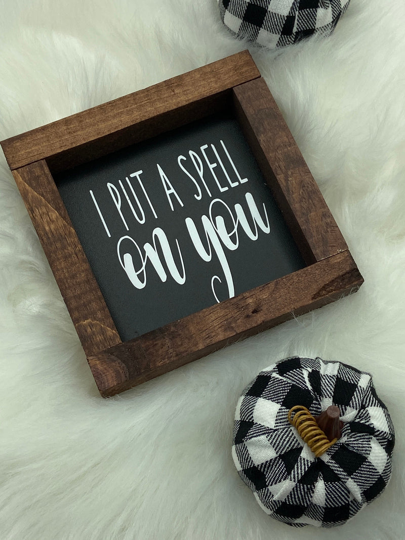 Halloween & Fall Mini Wood Signs | 5x5" Tiered Tray Decor | Hocus Pocus | Pumpkin Spice | Boo | Rustic Autumn Shelf Sitters