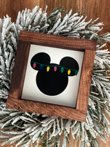 Christmas Disney Mickey mini wood sign tiered tray