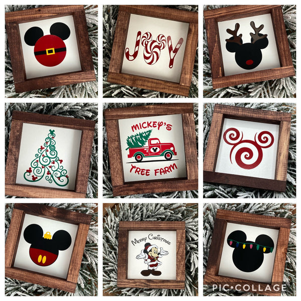 Christmas Disney Mickey mini wood sign tiered tray