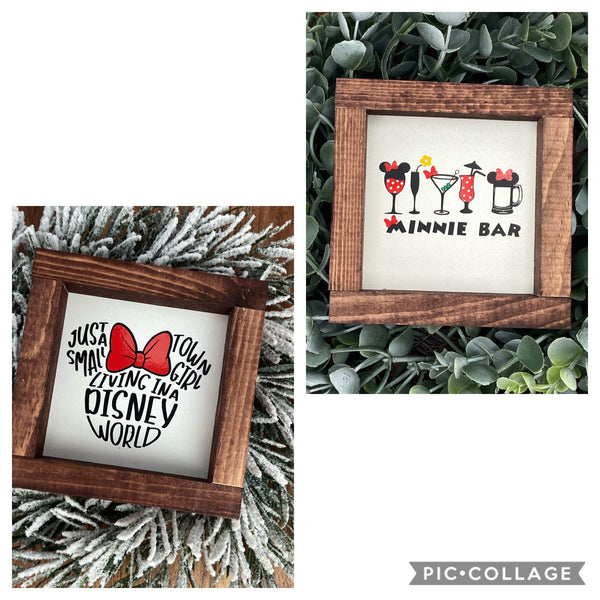 Minnie Mouse mini wood sign tiered tray bar size