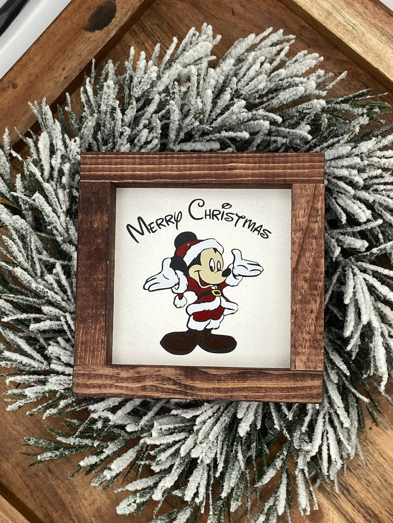 Christmas Disney Mickey mini wood sign tiered tray