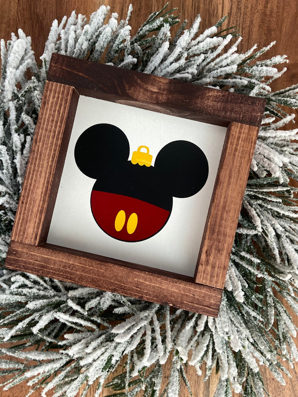 Christmas Disney Mickey mini wood sign tiered tray