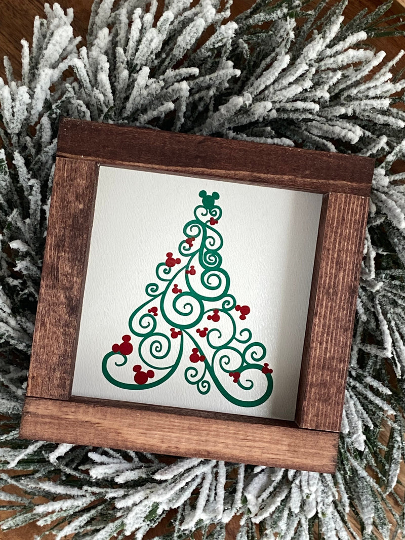 Christmas Disney Mickey mini wood sign tiered tray