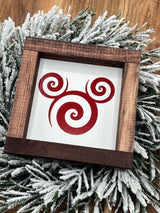 Christmas Disney Mickey mini wood sign tiered tray